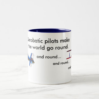 Aerobatic Piloten lassen die Welt sich drehen Zweifarbige Tasse