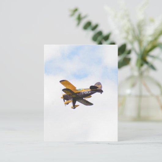 Aerobatisches Flugzeug im Flug Postkarte (Stehend Vorderseite)
