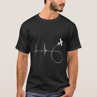 Aerobic Heartbeat Biplane Airshow Ekg Pulseline T-Shirt