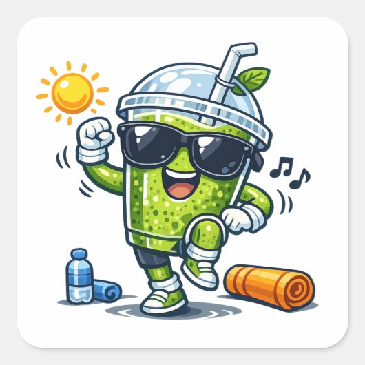 Aerobic-Smoothie Quadratischer Aufkleber (Vorderseite)