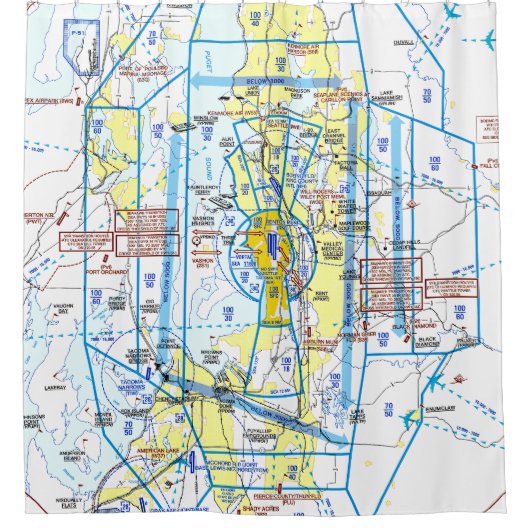 Aeronautical Chart Duschvorhang (Vorderseite)