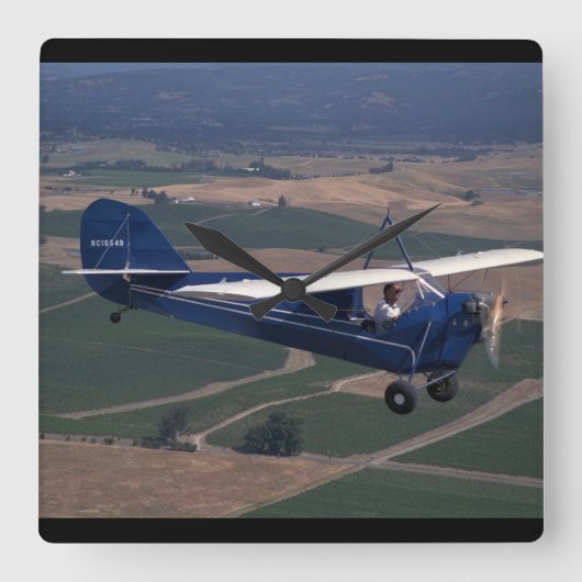 Aeronca, C-3, 1931, Schellville_Classic Aviation Quadratische Wanduhr (Vorderseite)