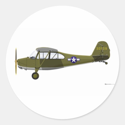 Aeronca L-16 Grasshopper Runder Aufkleber (Vorderseite)