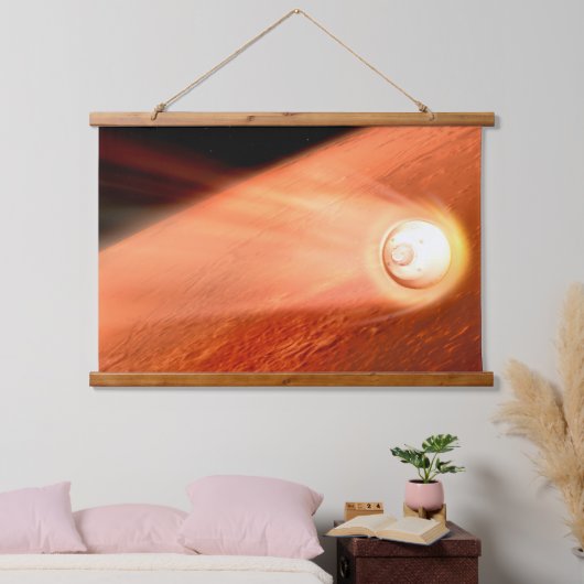 Aeroshell mit Dauerabstieg in die Mars Wandteppich Mit Holzrahmen (Schlafzimmer)