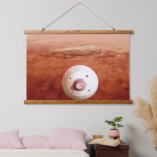 Aeroshell mit Dauerabstieg in die Mars Wandteppich Mit Holzrahmen (Schlafzimmer)