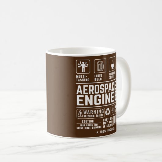 Aerospace Engineer Multitasking-Bier-Kaffee Kaffeetasse (VorderseiteRechts)
