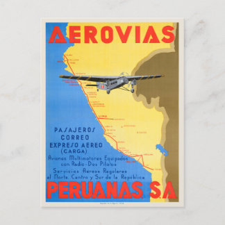 Aerovias Peruanas Peru Vintage Poster 1936 Postkarte