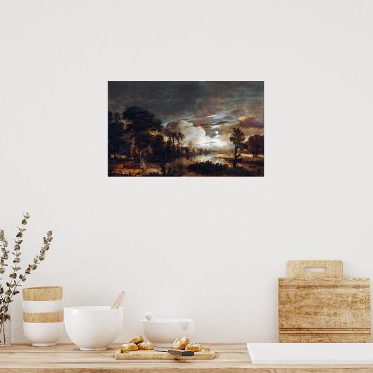 Aert van der Neer Moonlit Landschaft Poster (Küche)