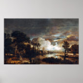 Aert van der Neer Moonlit Landschaft Poster (Vorne)