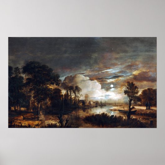 Aert van der Neer Moonlit Landschaft Poster (Vorne)