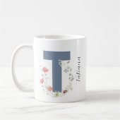 Aesfarbener Blumenbrief T Monogramm Kaffeetasse (Links)
