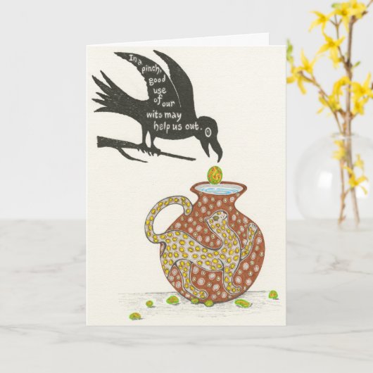 Aesop's Crow und der Pitcher Notecard Karte (Gelbe Blume)