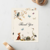 Aesops Figuren-Babyshower Mitteilungskarte (Vorderseite/Rückseite Beispiel)