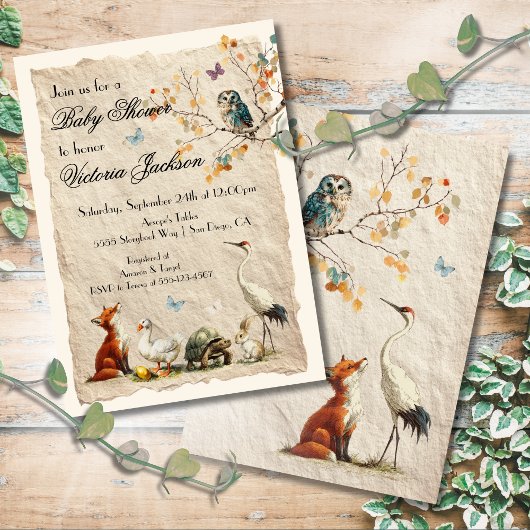 Aesop's Storybook Characters Baby Shower Einladung