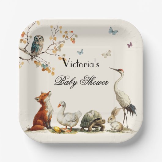 Aesop's Storybook Characters Baby Shower Pappteller (Vorderseite)