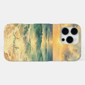 Aesthetic Beach Sunset Watercolor Custom Name iPhone Hülle (Rückseite (Horizontal))