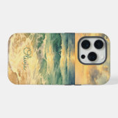 Aesthetic Beach Sunset Watercolor Custom Name iPhone Hülle (Rückseite (Horizontal))