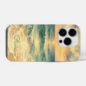 Aesthetic Beach Sunset Watercolor Custom Name iPhone Hülle (Rückseite (Horizontal))