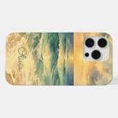 Aesthetic Beach Sunset Watercolor Custom Name iPhone Hülle (Rückseite (Horizontal))