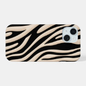 Aesthetic Beige and Black Zebra Stripe Pattern  iPhone 15 Hülle (Rückseite (Horizontal))
