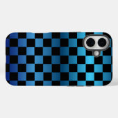 Aesthetic black and blue checkerboard retro Case-Mate iPhone hülle (Rückseite (Horizontal))