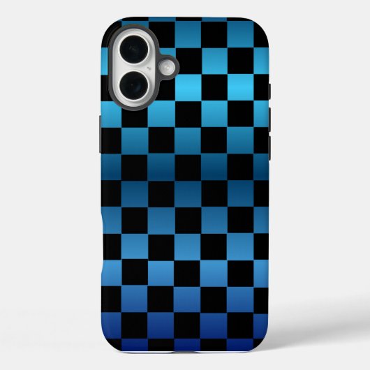 Aesthetic black and blue checkerboard retro Case-Mate iPhone hülle (Rückseite)