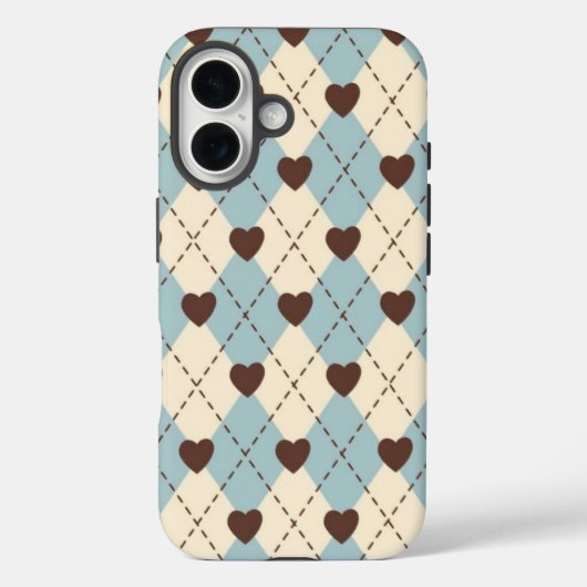 Aesthetic Blue,Cream Argyle Heart Pattern cover (Rückseite)