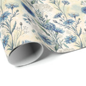 Aesthetic Blue Wildflowers Geschenkpapier (Rolleneckpunkt)