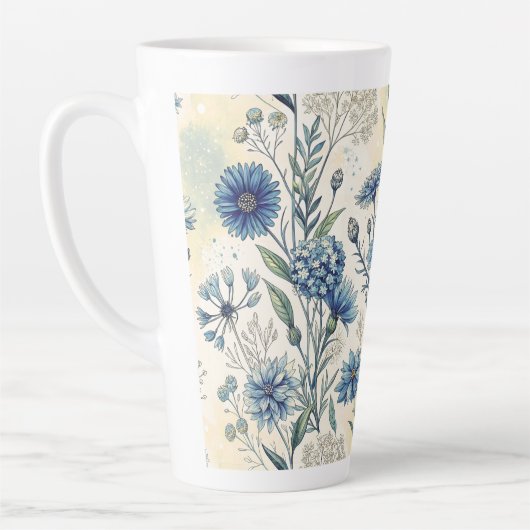 Aesthetic Blue Wildflowers Milchtasse (Links)
