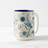 Aesthetic Blue Wildflowers Zweifarbige Tasse (VorderseiteRechts)