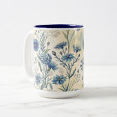 Aesthetic Blue Wildflowers Zweifarbige Tasse (Vorderseite Links)