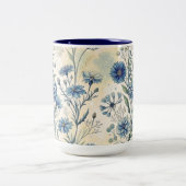 Aesthetic Blue Wildflowers Zweifarbige Tasse (Mittel)