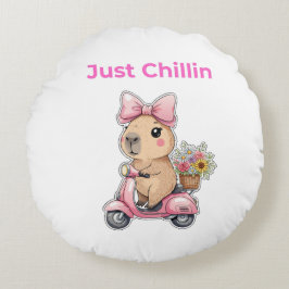 ​Aesthetic Capybara Just Chillin' Throw Pillow Rundes Kissen