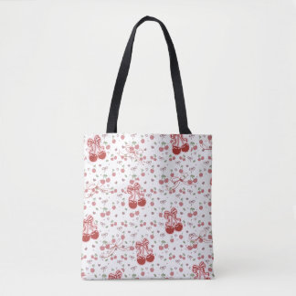 Aesthetic Cherry Tote Bag with Hearts & Bow Tasche