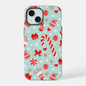 Aesthetic Christmas Pattern Candy iPhone 15 Hülle (Rückseite)