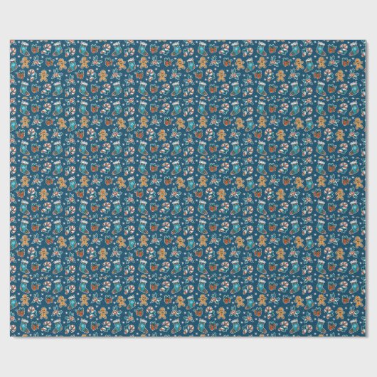 Aesthetic Christmas Pattern Santa Candy Geschenkpapier (Flach)