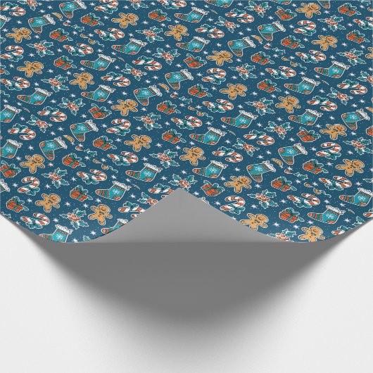 Aesthetic Christmas Pattern Santa Candy Geschenkpapier (Ecke)