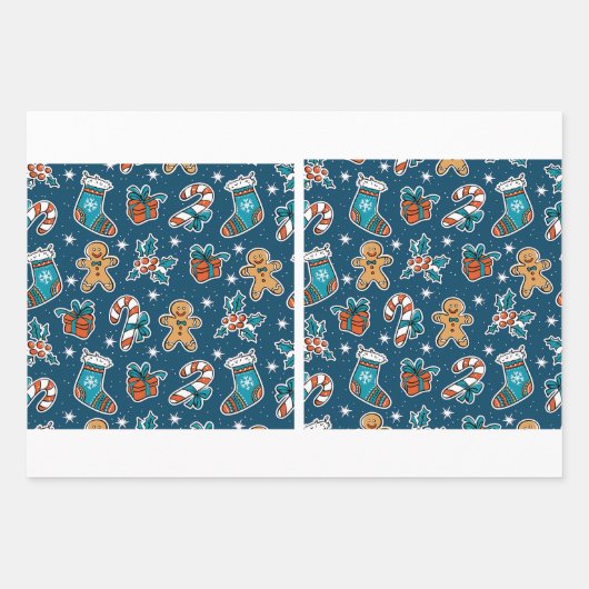 Aesthetic Christmas Pattern Santa Candy Geschenkpapier Set (Vorderseite 3)