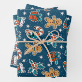 Aesthetic Christmas Pattern Santa Candy Geschenkpapier Set (Beispiel)