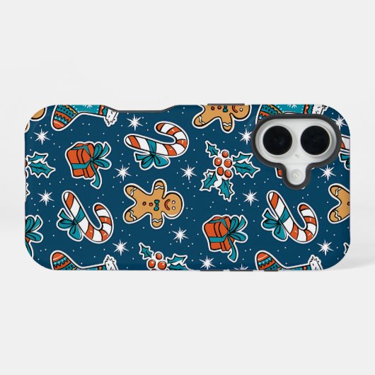 Aesthetic Christmas Pattern Santa Candy iPhone 16 Hülle (Rückseite (Horizontal))