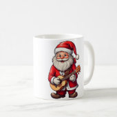Aesthetic Christmas Santa Playing Ukulele Music Te Kaffeetasse (VorderseiteRechts)