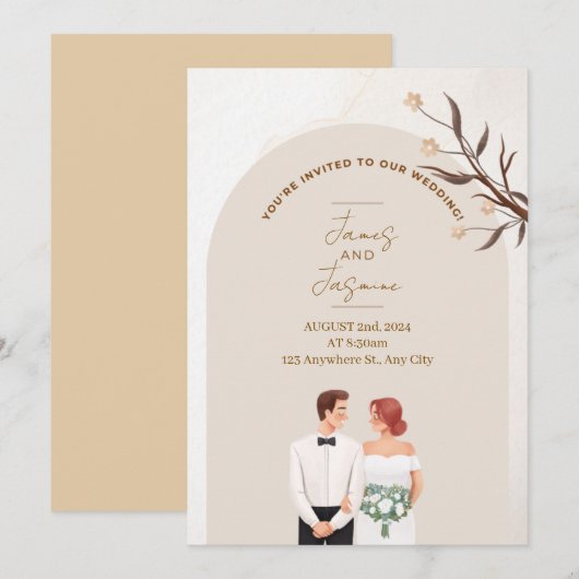 Aesthetic classy wedding invitation einladung (Vorne/Hinten)
