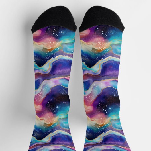 Aesthetic colorful modern rainbow agate glitter socken (Oben)