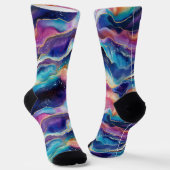 Aesthetic colorful modern rainbow agate glitter socken (Gewinkelt)