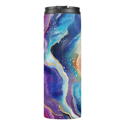 Aesthetic colorful rainbow agate glitter texture thermosbecher (Rückseite)