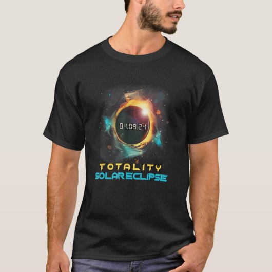 Aesthetic Colorful Total Solar Eclipse 2024 Totali T-Shirt (Vorderseite)