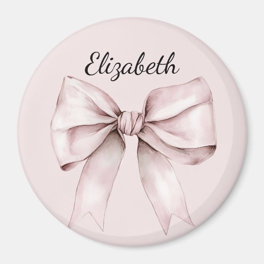 Aesthetic coquette pink bow Personalized Name Magnet (Vorne)