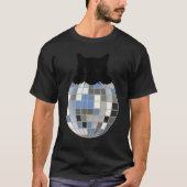 Aesthetic Disco Ball Winter Snow Black Cat Disco C T-Shirt (Vorderseite)