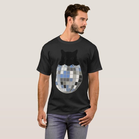 Aesthetic Disco Ball Winter Snow Black Cat Disco C T-Shirt (Vorne ganz)