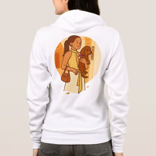 Aesthetic Dog Mom Holding Puppy Illustration Hoodie (Rückseite)